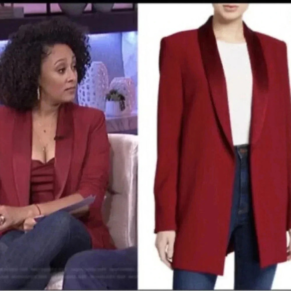 Alice + Olivia Red Satin Jacket Blazer Size M - Picture 1 of 15